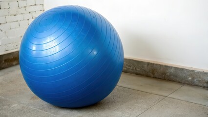 Blue Exercise Ball on White Background