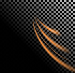 Abstract Orange Light Waves Displayed Beautifully on a Transparent Background Surface