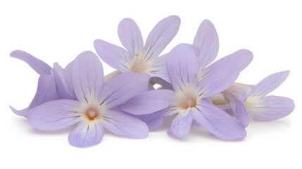 Obraz premium Closeup of Delicate Light Purple Flowers Bouquet Isolated on White Background