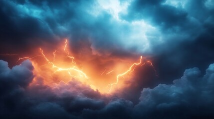 Fiery Lightning Storm Cloudscape