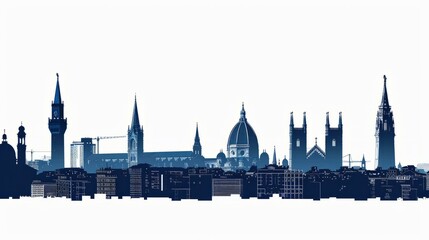 Obraz premium Milan skyline illustration: iconic cityscape silhouette with architectural landmarks for travel and tourism themes