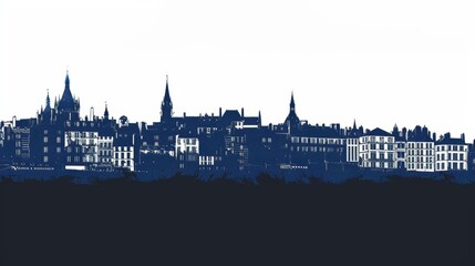 Obraz premium Silhouette of Orleans skyline in artistic monochrome illustration with historic architecture of France