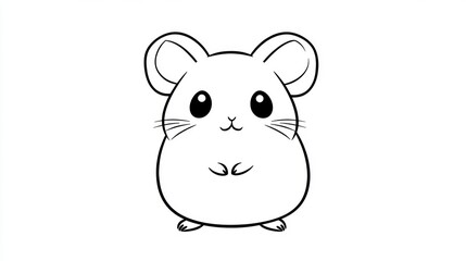 Fototapeta premium A simple black and white illustration of a cute little mouse