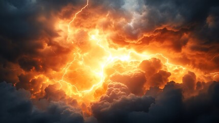 Fiery Lightning Storm Rages Across Dark Sky (1)