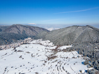 Winter view of Rila Mountain near Beli Iskar village,  Bulgaria