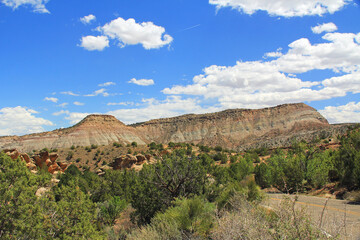 Rock Formations in Colorado National Monument Park with blue sky copy space.  Located in Fruita, Colorado, USA.