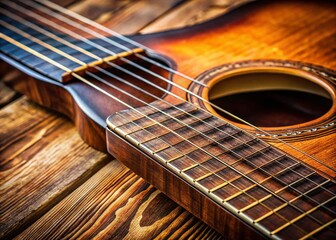 Obraz premium Earthy Acoustic Guitar Strings Texture: Rustic Brown Background for Music Design