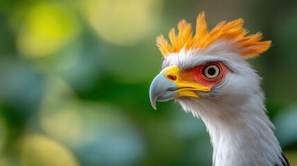Portrait of a secretarybird showcasing its vibrant features in natural habitat