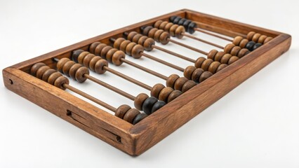 Antique Wooden Abacus on White Background