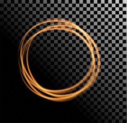 Abstract golden light circle effect on transparent background