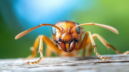 Intricate details of an ant's face revealed in macro photography