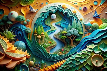 Naklejka premium Eco-Conscious Paper Art Textures: High-Resolution Stock Photo