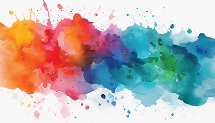 Fototapeta premium Vibrant Watercolor Splash. Abstract watercolor splashes in bright colors. Vivid watercolor splash.
