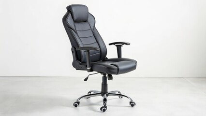 Black Office Chair on White Background