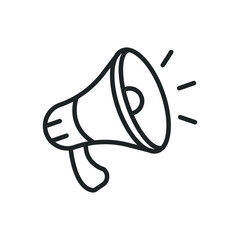 Megaphone thin line icons. Editable stroke and Perfect pixel on transparent background