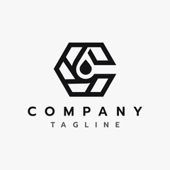 Letter C Drop Water, Oil Droplet Initial Monogram Logo Design