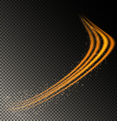 Abstract Orange Light Waves Displayed Beautifully on a Transparent Background Surface