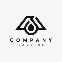 Letter A Drop Water, Oil Droplet Initial Monogram Logo Design