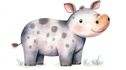 Fototapeta premium A happy and cute watercolor illustration of a playful animal character