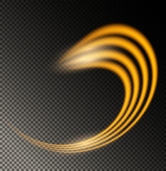 Abstract Orange Light Waves Displayed Beautifully on a Transparent Background Surface