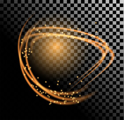 Abstract Orange Light Waves Displayed Beautifully on a Transparent Background Surface
