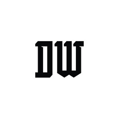 DW monogram logo design letter text name symbol monochrome logotype alphabet character simple logo