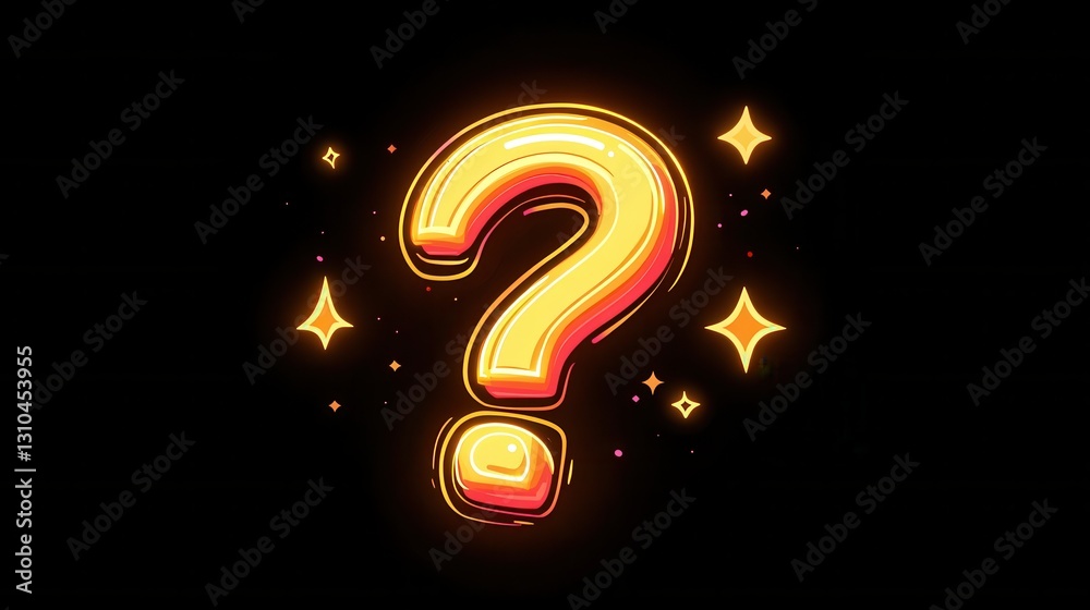 Poster Minimalist glowing question mark icon with modern flat style design for digital applications or branding activities