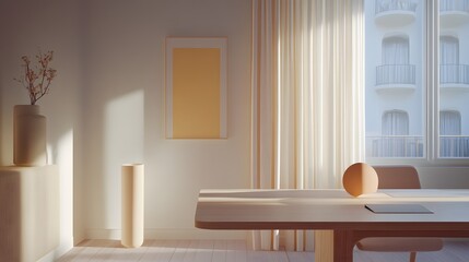 Minimalist Modern Home Office Desk Sunlight