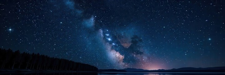 Obraz premium Dark sky with twinkling stars on a black canvas , astronomy, night, sparkles