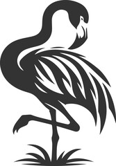 Fototapeta premium A flamingo bending its neck to preen its feathers animal vector