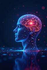 Data visualization of artificial intelligence and machine learning on a minimalist background, technology, innovation, AI dashboard