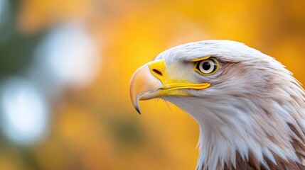 Majestic white-tailed eagle gazing with striking yellow eyes