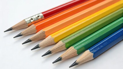 Fototapeta premium Colorful Pencils on White Background