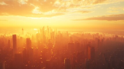 Fototapeta premium Golden Sunset over City Skyline