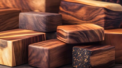 Wooden Blocks Abstract Texture Background Rich Brown Tones