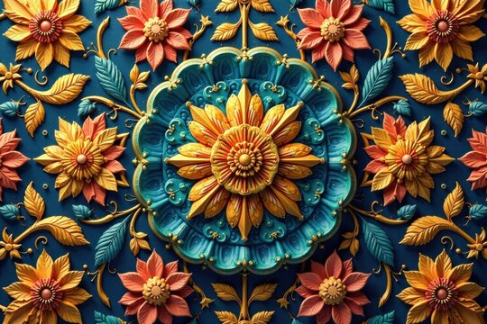 Intricate floral patterns with golden accents, elegant decor, ornate design, floral pattern