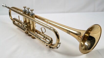 Obraz premium Gold Trumpet on White Background