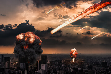 隕石の降る東京都市風景　Tokyo cityscape with meteorites falling © kurosuke