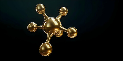 Golden Atomic Structure 3D Illustration