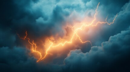 Fototapeta premium Lightning Strike Amidst Dark Storm Clouds