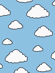 Black-Outlined Clouds Against a Blue Sky