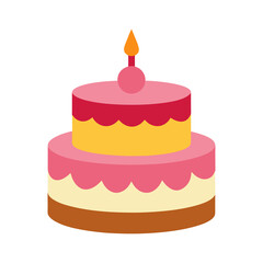 birthday cake with candles  isolated on transparent background, PNG File