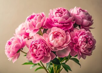 Obraz premium Elegant Pink Peony Bouquet Closeup - Minimalist Floral Photography