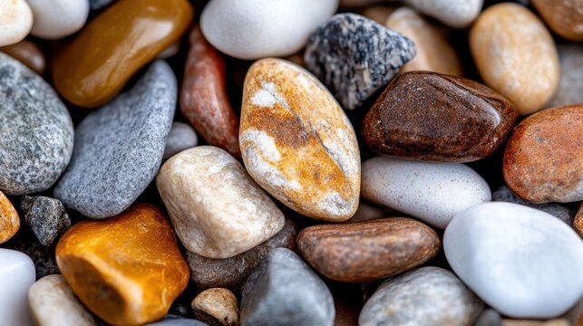 Nature's canvas of ocean stones presenting vibrant textures and colors