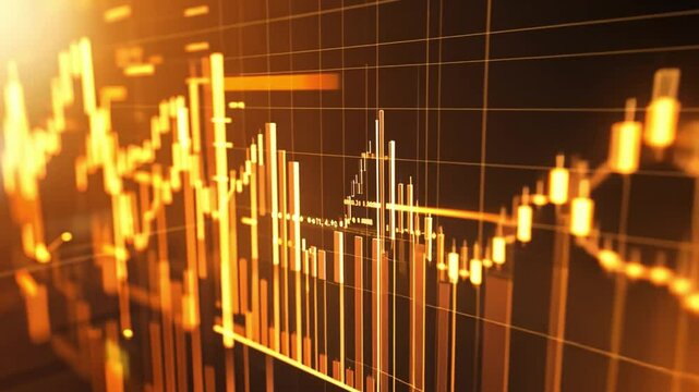 Vibrant Financial Chart Analysis Exploring Market Trends, Stock Prices Fluctuations, and Data Insights in Orange Hues for Informed Investment Decisions