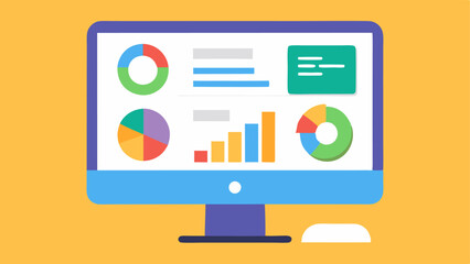 Online Budgeting Tool A computer screen displaying a colorful online budgeting tool dashboard with graphs expense categories and a balance meter showing healthy finances.