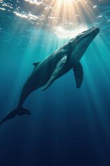 Fototapeta premium Massive whale silhouette on the ocean floor , ocean, marine, creature
