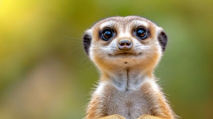 Fototapeta premium Curious meerkat stands watchful, searching for prey in the wild landscape
