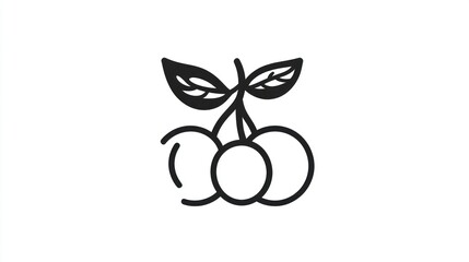 Simple black line art of three cherries