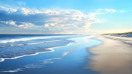 Coastal beach scene at sunset